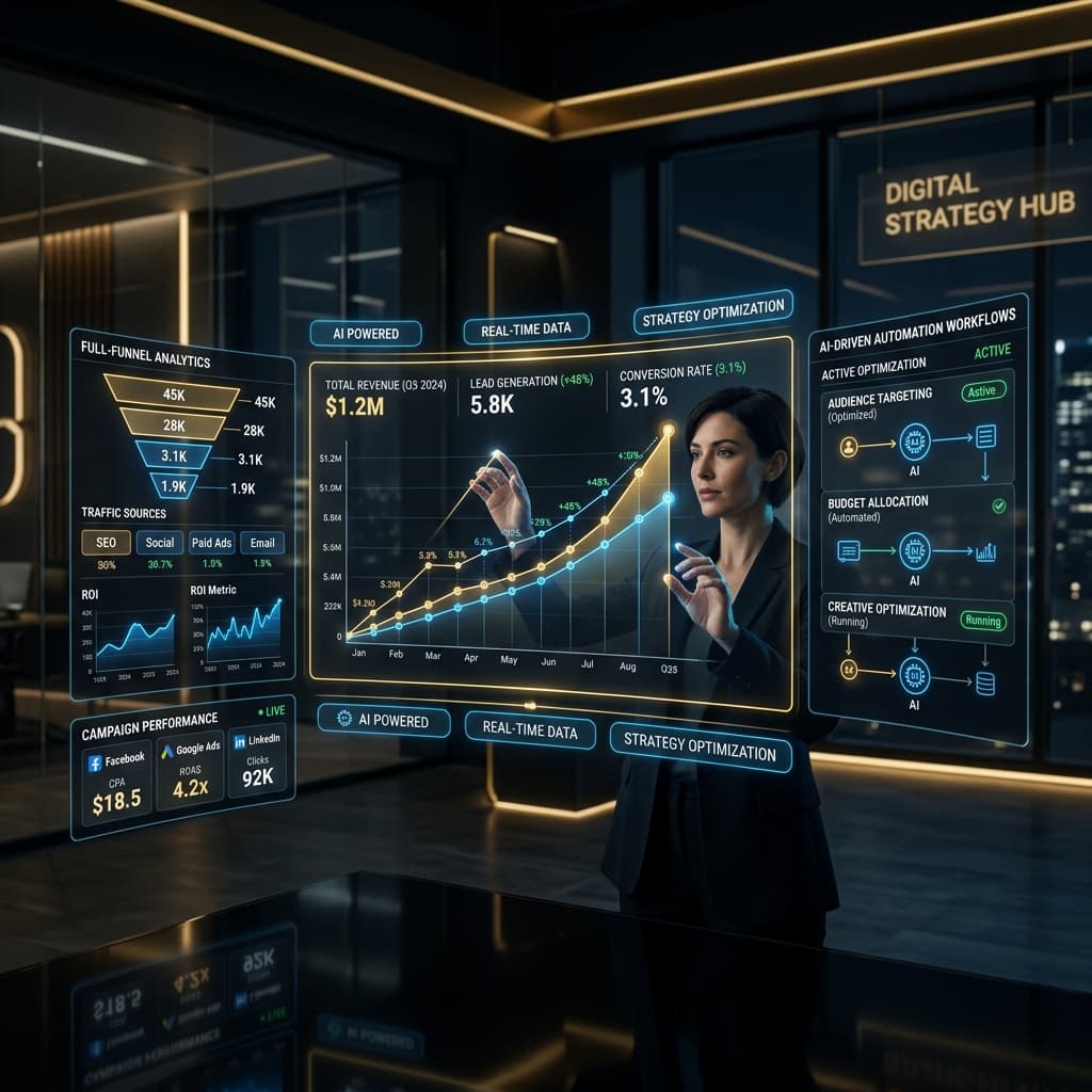 ZAPSHERE AI-powered digital marketing dashboard and growth strategy interface