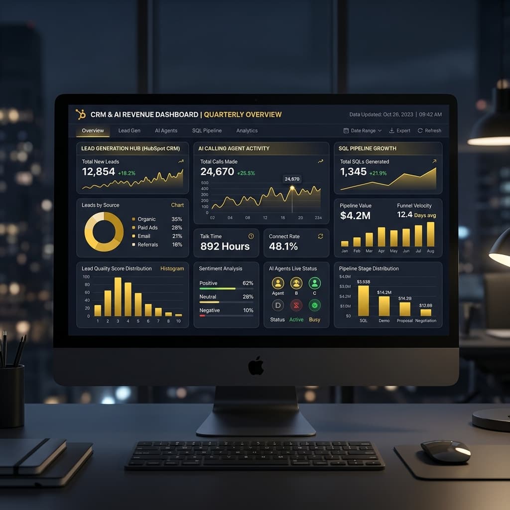 Enterprise lead generation case study Berlin — 150% SQL increase with HubSpot automation AEO content and AI calling agent